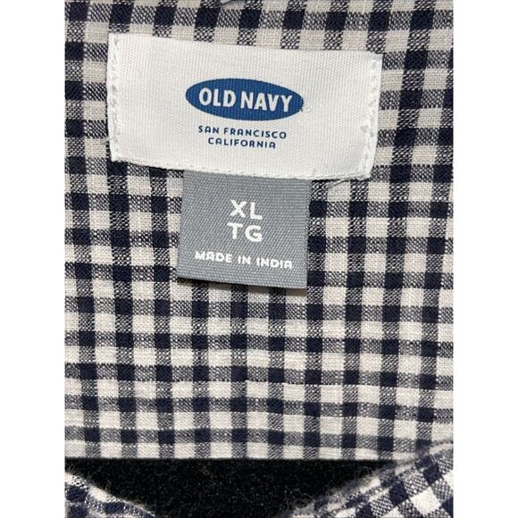 Old Navy Women’s XL Oversized Short Sleeve Gingham Linen Blouse - Picture 6 of 11